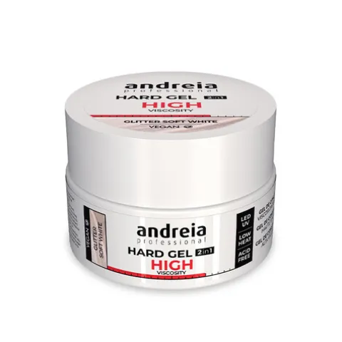 Andreia Hard Gel 2In1 Gel Construção Alta Viscosidade Glitter Soft White