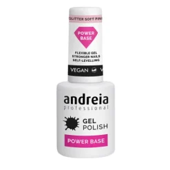 Andreia Power Base Creme Alta Viscosidade Verniz Gel - Glitter Soft Pink