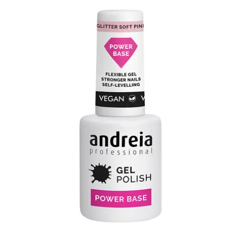 Andreia Power Base Creme Alta Viscosidade Verniz Gel - Glitter Soft Pink