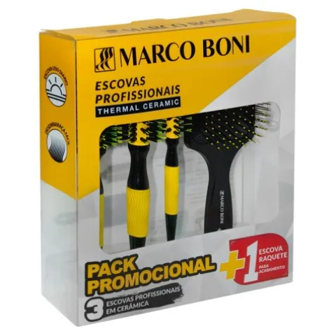 Marco Boni Kit Essencial 3 Escovas Cerâmicas+1 Escova Raquete