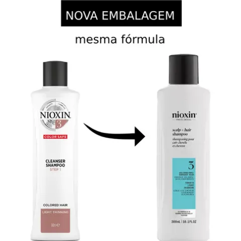 Nioxin Sistema 3 Shampoo Para Cabelos Pintados Com Perda Densidade Leve