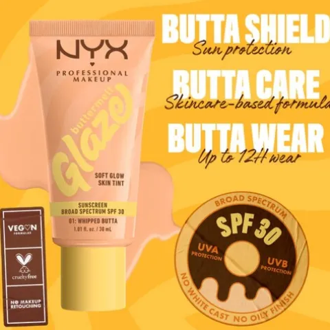 Nyx Pro Makeup Buttermelt Glaze Soft Glow Skin Tint Spf 30 - Whipped