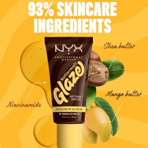 Nyx Pro Makeup Buttermelt Glaze Soft Glow Skin Tint Spf 30 - Chocolate