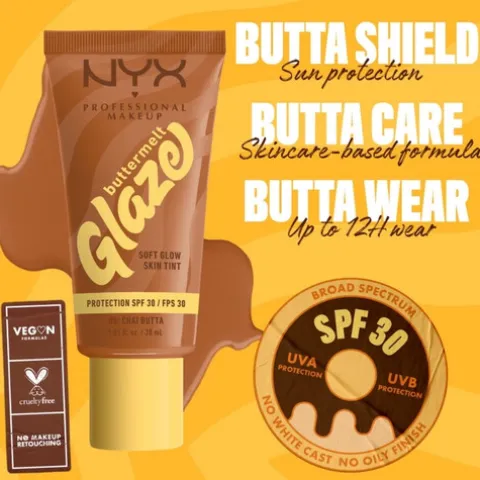 Nyx Pro Makeup Buttermelt Glaze Soft Glow Skin Tint Spf 30 - Chai