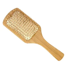 Rickiparodi Escova De Cabelo Pneumática De Bamboo Retangular Larga